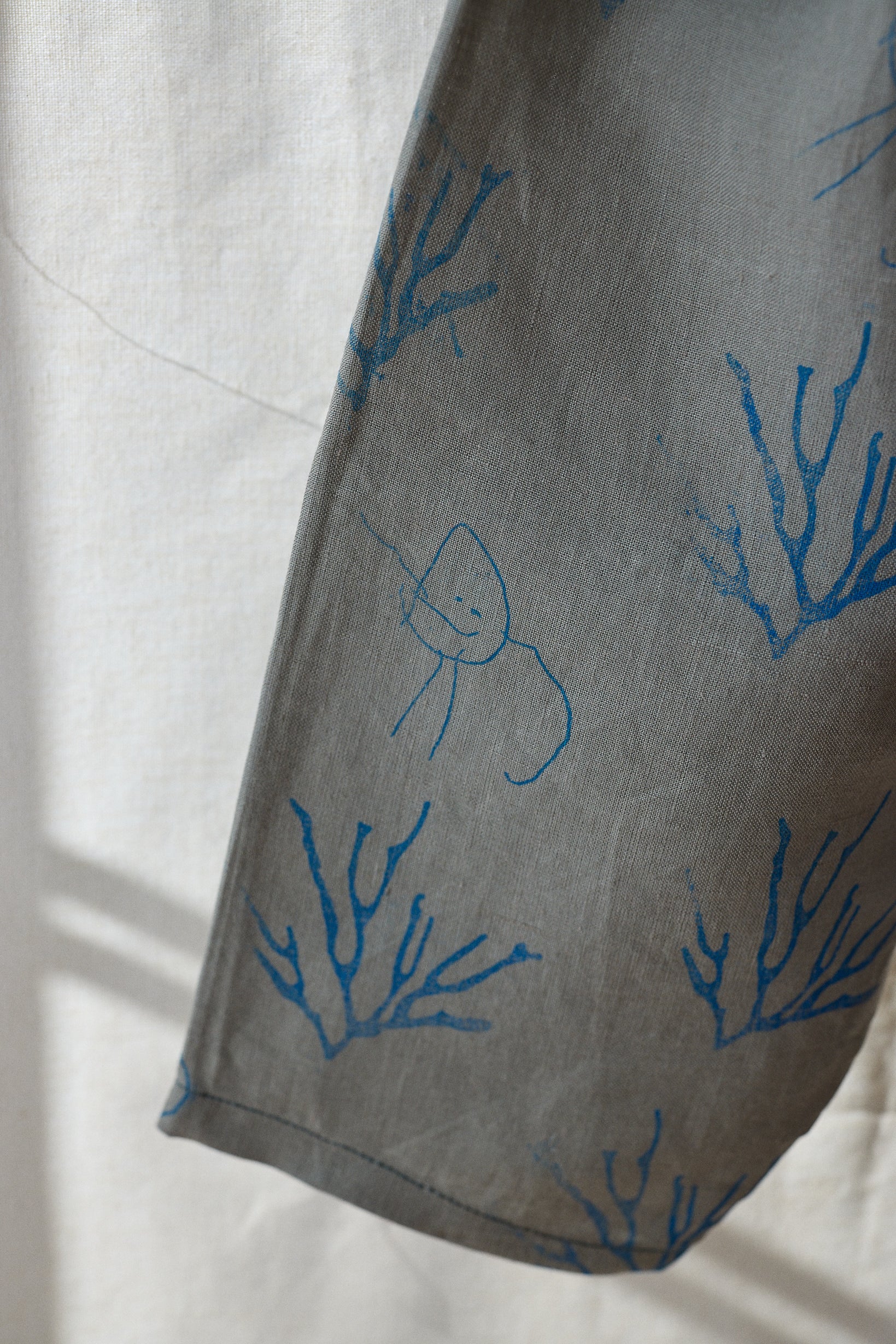 Wtu pants lino verde estampa azul ÚNICO